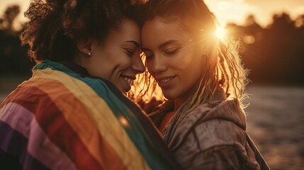 LGBTQ couple enjoying a romantic moment, pride and love concept