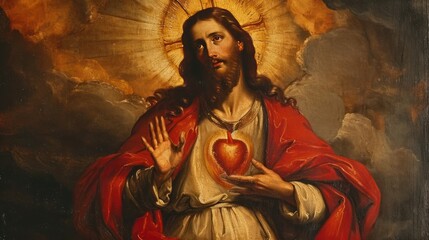 Sacred Heart of the Lord in traditional Catholic art representation.