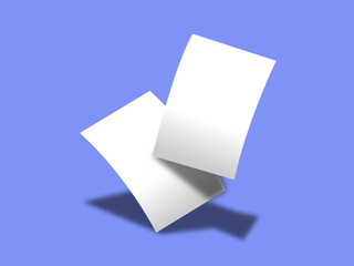 Floating A4 Flyer Blank Mockup. 3D Rendering.