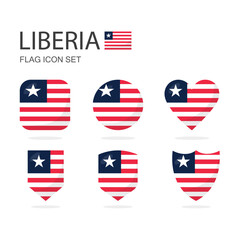 Liberia 3d flag icons of 6 shapes all isolated on white background.