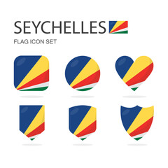 Seychelles 3d flag icons of 6 shapes all isolated on white background.