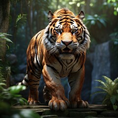 Great tiger in the nature habitat. beautiful animal and his portrait