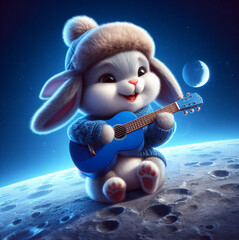 Obraz na płótnie Canvas Bunny playing Guitar