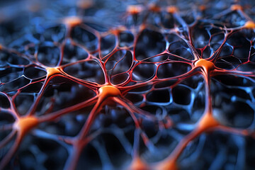 Abstract brain synapses Close up view showcasing neural connections. Perfect for neuroscience, health, and science concepts.