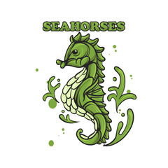 doodle shape seahorse illustration suitable for t-shirts and souvenirs