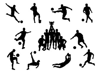 set of soccer player silhouette