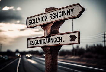 Highway Signpost "Social Change". Generative AI