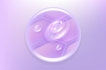 Hyaluronic acid hair and skin solutions ad, purple collagen serum drops into skin cells with cosmetic advertising background ready to use, illustration vector.