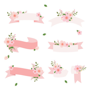 Set of cherry blossom banners collection