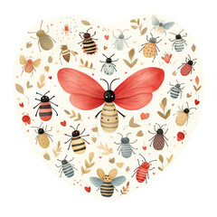 Watercolor Valentine Cute Love Bugs