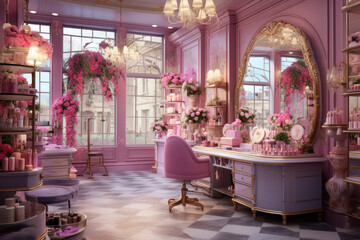 Fototapeta na wymiar Interior design of beauty parlor or salon shop.