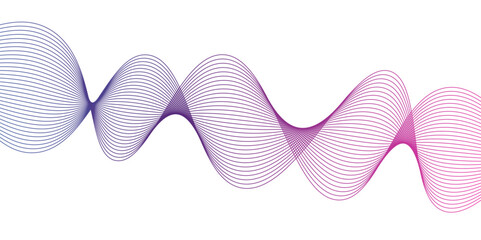 Wave of the many colored lines. Abstract wavy stripes on a white background isolated. Creative line art.Simple Abstract flowing wave lines. Design element for technology, science, modern concept.	