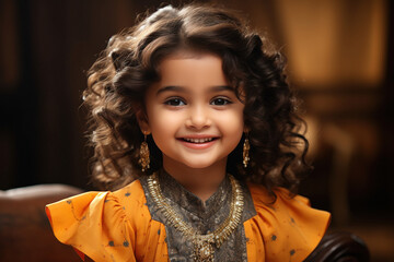 Cute indian little girl child in traditional wear