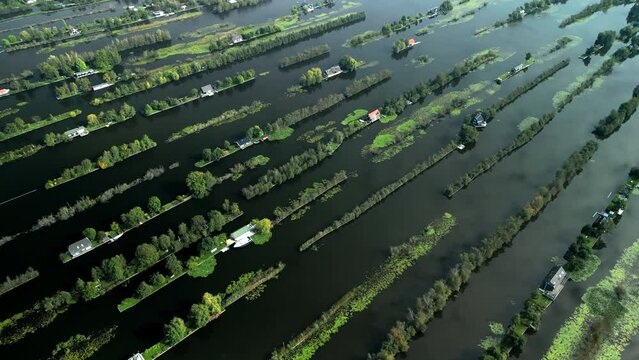 Aerial of Scheendijk Loosdrechtse Plassen near Breukelen in The Netherlands.