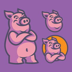 Pig cute logo mascot symbol