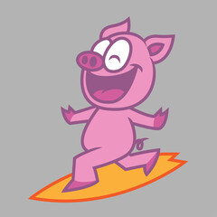 Pig surf mascot logo