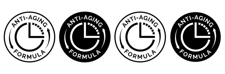 Anti aging formula cosmetics vector badge logo icon.