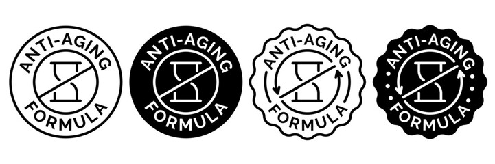 Anti aging formula cosmetics vector badge logo icon.