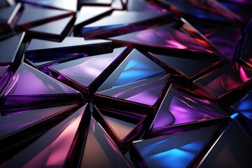 Abstract dark geometric with neon glow background, Simple background, Wallpaper design,3d rendering. Generative AI