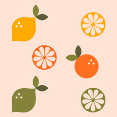 Illustration of oranges and lemons vector design in eps 10