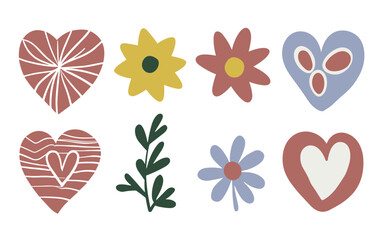 Abstract floral hearts vector clipart. Valentine's day vector clipart.