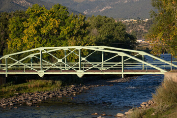 Iron bridge over the Arkansas River in Howard Colorado United States