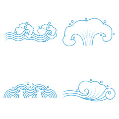 Collection of Chinese Traditional Wave. Isolated On White Background. Isolated Vector Icon. 