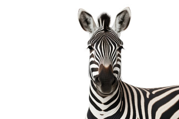 Fototapeta na wymiar Portrait of Zebra Isolated On Transparent Background