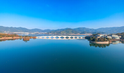 Huanshui Bridge at Siming Lake in Yuyao City, Zhejiang Province, China