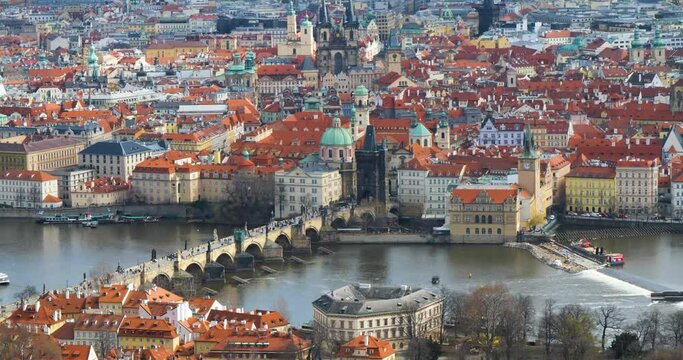 Famous Charles bridge and Old Town Bridge Tower in Prague, Czech Republic.