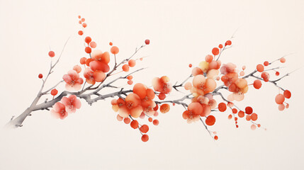 Illustration of a plum blossom, Chinese style classical style floral concept illustration