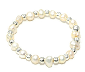 Silver bead with PEARL , Ring ELatic