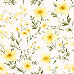 Seamless pattern of small yellow flowers. Paintings of flowers seamless pattern.