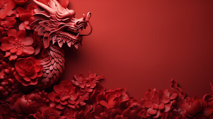 happy chinese new year background. year of 2024. Dragon concept. Generative AI - obrazy, fototapety, plakaty