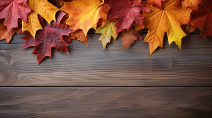 Naklejka na ściany i meble Border frame of colorful autumn leaves