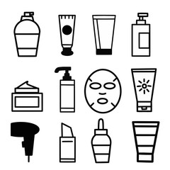 set icon skincare doodle art 