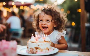 Happy Bites Little One Giggles with Glee While Indulging in Birthday Cake