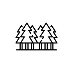 Pine forest outline icons, landscape minimalist vector illustration ,simple transparent graphic element .Isolated on white background