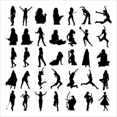 Collection of silhouettes of a woman