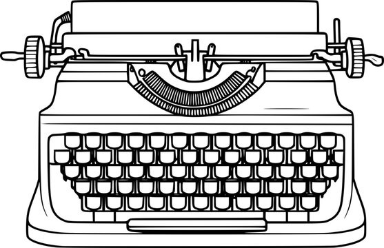 outline illustration of typewriter