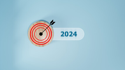 Change to New year 2024 and happy new year, Planning and challenge strategy in new year 2024 Concept.