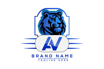 AV Tiger logo Blue Design. Vector logo design for business.