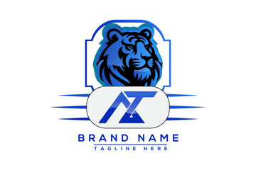 AT Tiger logo Blue Design. Vector logo design for business.