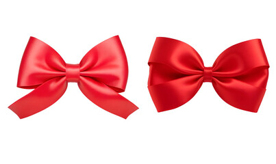 Red gift bow on a transparent or white background. Generative AI