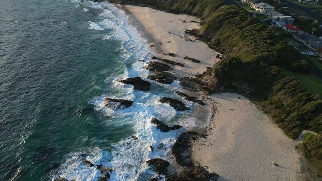 Aerial view of Burgess Beach, Forster, Australia.