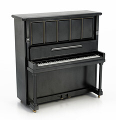 Black old pianola isolated on white background. 3D illustration