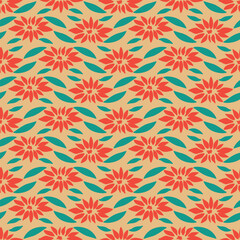 Japanese Zigzag Flower Leaf Vector Seamless Pattern