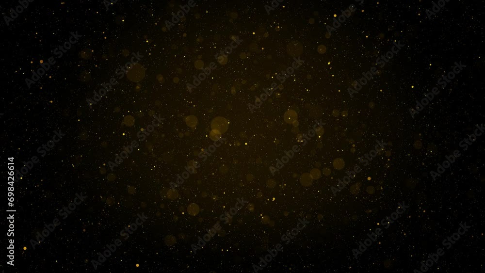 Poster golden floating dust particle beautiful abstract gold motion background animation. shining gold part