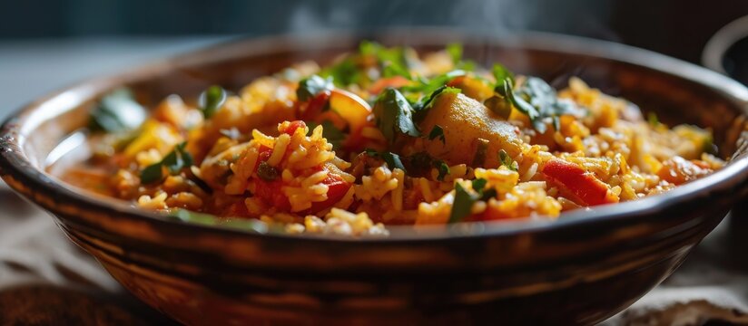 Bisi bele bath is a spicy rice dish from Karnataka, India.