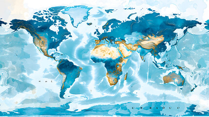 Map of the world with deserted or arid areas. Climate change